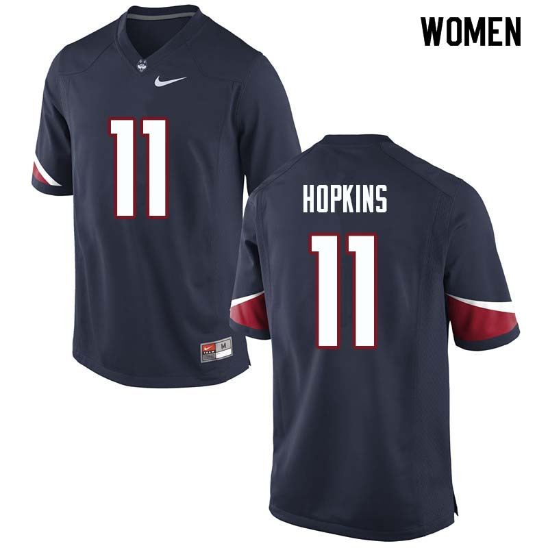 Women #11 Nate Hopkins Uconn Huskies College Football Jerseys Sale-Navy - Click Image to Close
